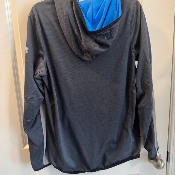 Under Armour Cold Gear Reactor Hoodie Mens Small Gray Fleece Casual Full Zipper - Picture 7 of 8